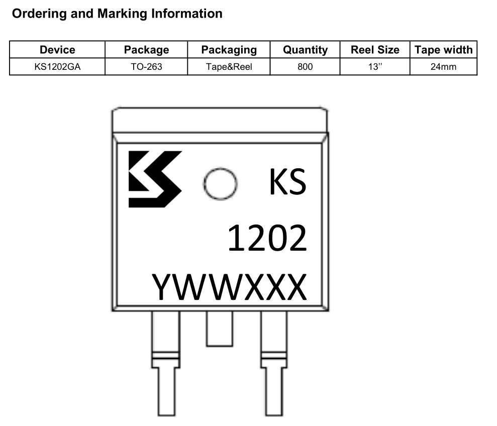 冠禹KS1202GA單N溝道高級功率MOSFET